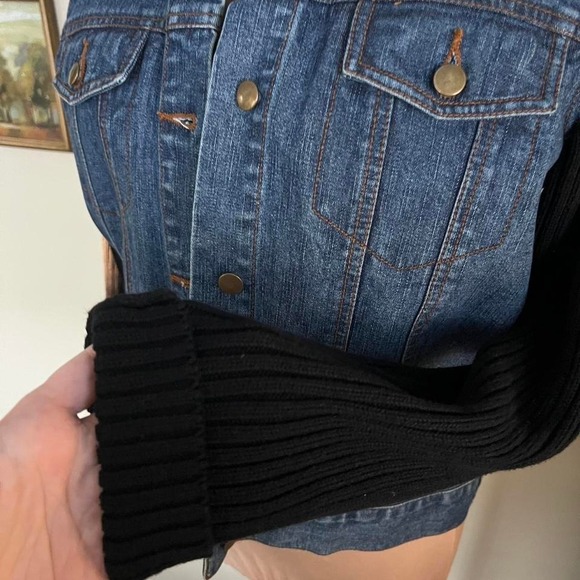 Vintage Analogy Y2K Denim Sleeve Sweater Jacket - Picture 3 of 6